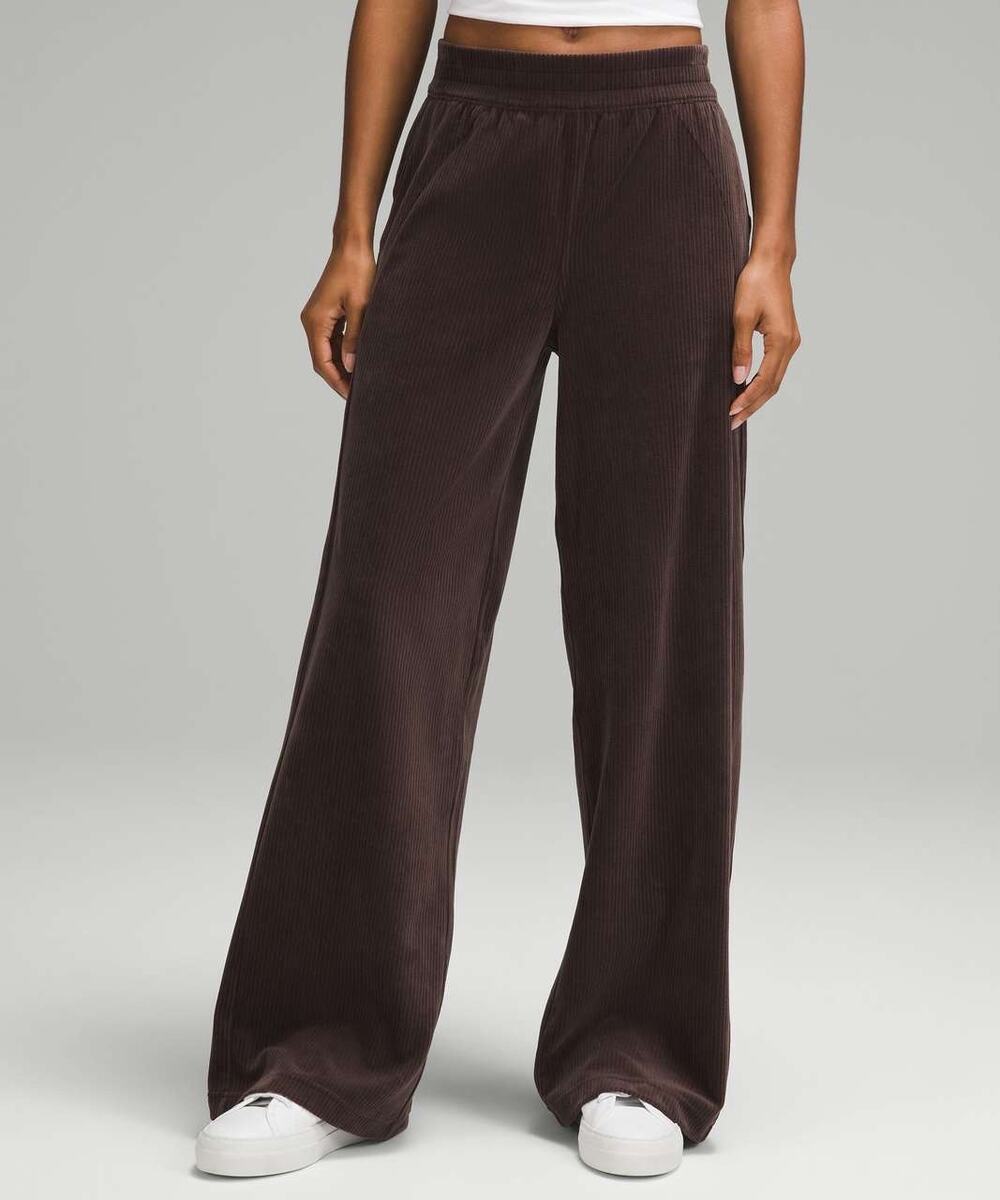 Lululemon Scuba Mid-Rise Wide-Leg Pant *Velvet Cord Espresso Womens Sz 12 W5FRES
